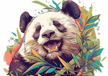 Happy Panda in Bamboo