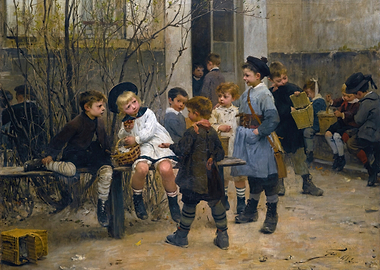 Children Playing in a Courtyard