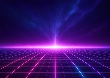 Retro Neon Grid Horizon