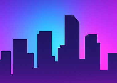 Neon Cityscape Silhouette