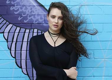 Katherine Langford Posing Against Graffiti Wall