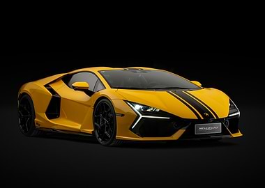 Yellow Lamborghini Revuelto with Black Stripes