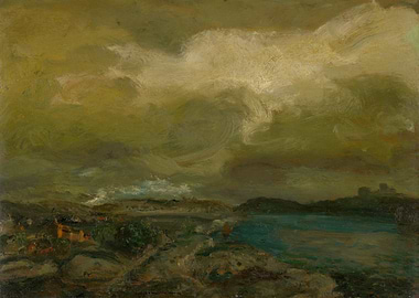 Stormy Landscape Over Water