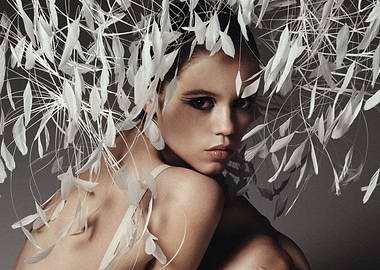 Jenna Ortega with White Feather Headdress