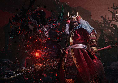 Samurai Warrior and Demonic Dragon