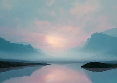 Misty Mountain Lake Sunrise