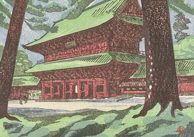 Japanese Temple Amidst Trees