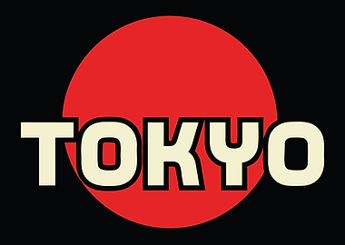 Tokyo text with Japanese sun symbol
