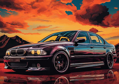 BMW Sedan at Sunset