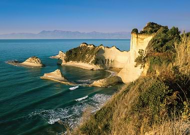 Dramatic coastal cliffs and turquoise sea