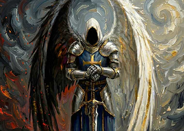 Angelic Knight with Fiery and Ethereal Wings