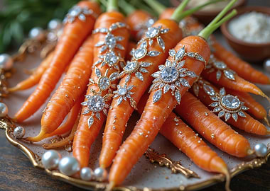 Carrots adorned with jewels and pearls