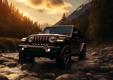 Jeep Wrangler in mountains