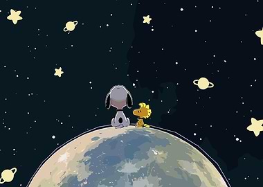 Snoopy and Woodstock in Space