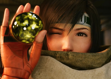 Tifa Lockhart holding a Materia