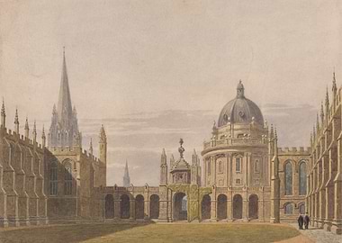 Oxford University Courtyard Painting