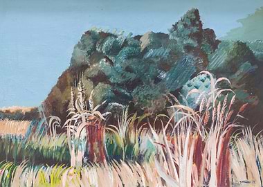 Impressionistic Landscape Painting of Wheat Field