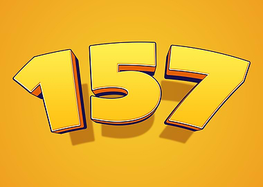 Number 157 in 3D Yellow Font