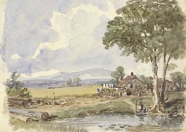Rural Landscape with Cottage and Stream
