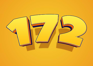 Yellow 3D Number 172