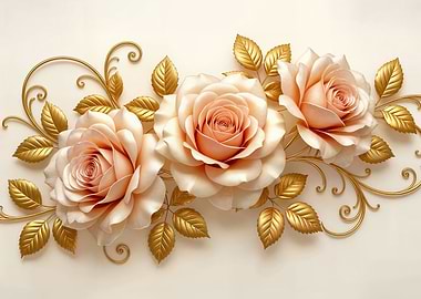 Elegant Gold and Peach Roses