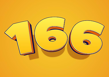 Number 166 in 3D Yellow Font