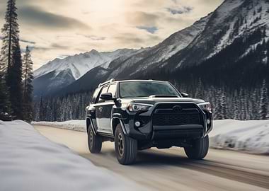 SUV driving on a snowy road