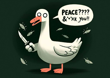 Angry Goose with Knife and Speech Bubble
