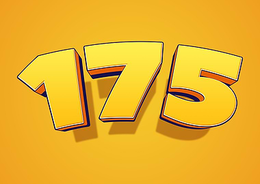 Number 175 in 3D Yellow Font