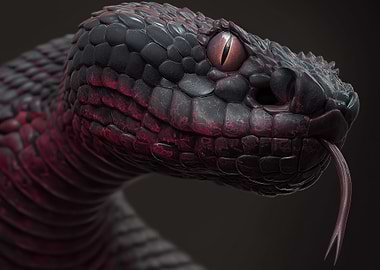 Close-up of a Black Snake's Head