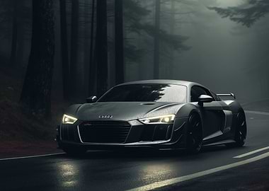 Audi R8 in a Misty Forest