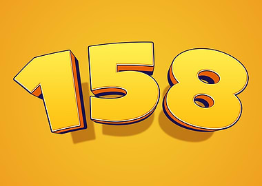 Yellow 3D Number 158
