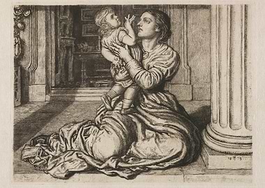 Mother Holding Child in Classical Setting