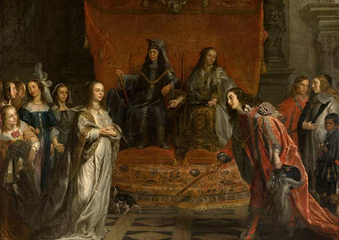 Royal Court Scene with Monarchs and Courtiers