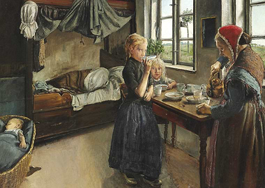 Family Meal in a Rustic Interior