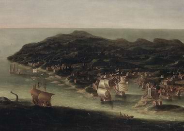 Nautical Scene with Sea Monster