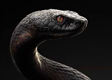 Close-up of a Black Snake's Head
