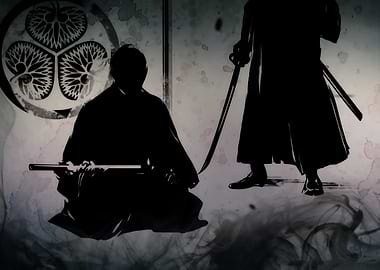 Samurai duel silhouette
