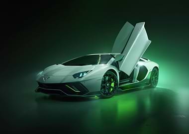 White Lamborghini Aventador with Scissor Doors