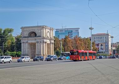Triumphal Arch and City Street