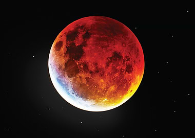 Blood Moon in Starry Sky