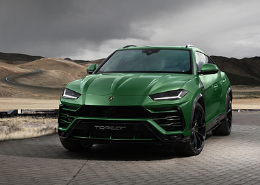 Green Lamborghini Urus on a Paved Surface