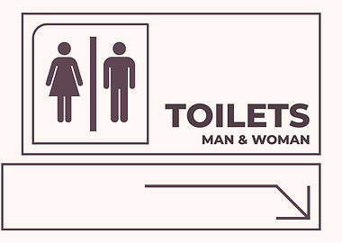 Restroom Sign with Directional Arrow