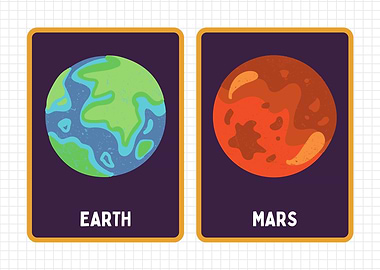 Earth and Mars Planets Illustration