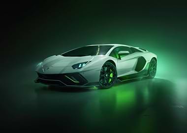 White Lamborghini Aventador with Green Accents