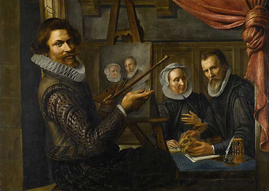 Artist Painting a Portrait of a Couple