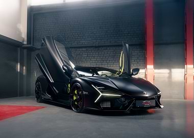 Black Lamborghini with Scissor Doors Open