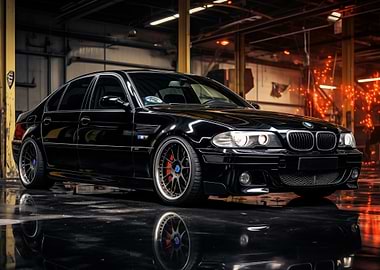 Black BMW M5 in Garage