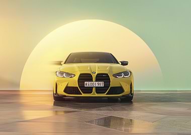 Yellow BMW M4 Front View