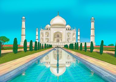 Taj Mahal India Landmark Illustration